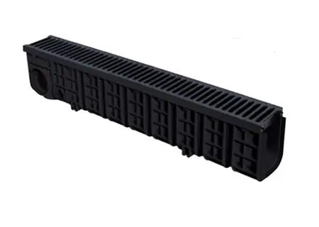 Canale modulare PratikoXL130 in PP nero mm. 130x1000x200 completo di 2 griglie B-TEK 125 e 2 fissaggi BGP130-First-Tubiplast