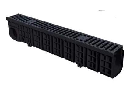 Canale modulare PratikoXL130 in PP nero mm. 130x1000x200 completo di 2 griglie in ghisa C250 e 2 fissaggi BGP130-First-Tubiplast
