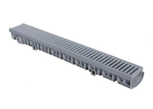 Canale modulare PraticoXL130 in PP grigio mm. 130x1000x100 completo di 2 griglie carrabili in PVC B125 e 2 fissaggi BGP130-First-Tubiplast